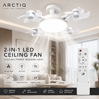 ARCTIQ™ AirLight Pro – 2-in-1 Smart Ceiling Fan Light with Remote Control